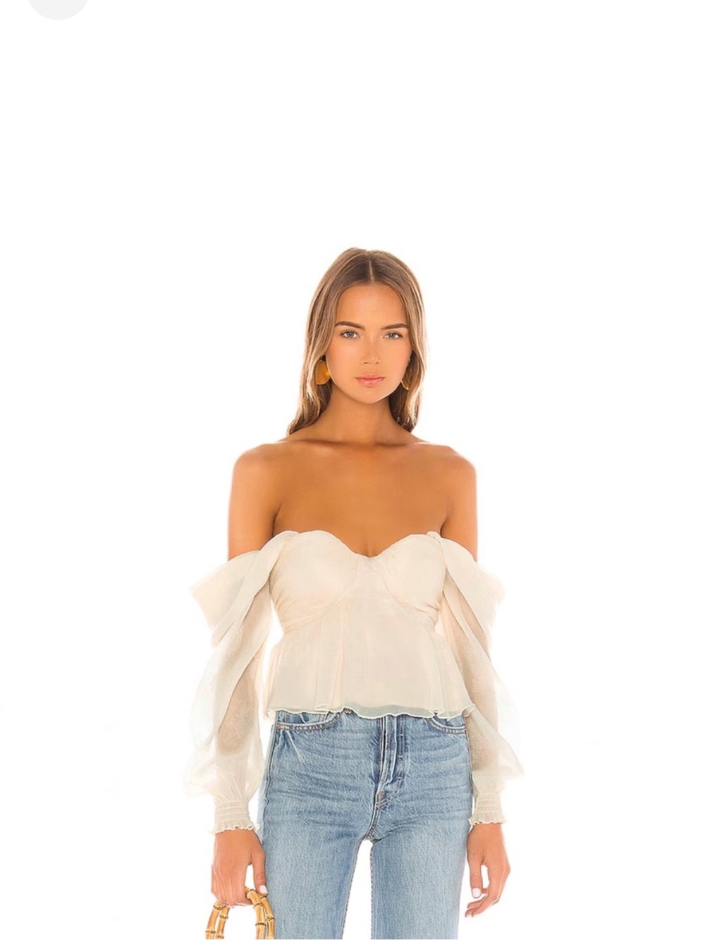 House of Harlow 1960 Sheer Puff Sleeve Corset Peplum Top Small Revolve - Picture 12 of 12
